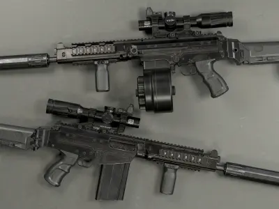 Tactical modular assault rifle DS Arms SA 58 FAL  Low-poly 3D model