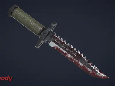 Tactical Survival Knife Game Ready Low-poly 3D model