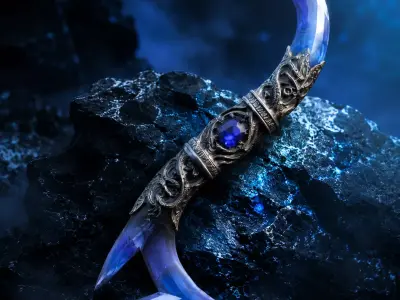 Frostfang Dagger - Ice Fantasy Weapon Low Poly Low-poly 3D model