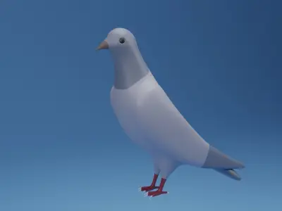 Cartoon Cute Pigeon Dove Low-poly 3D model
