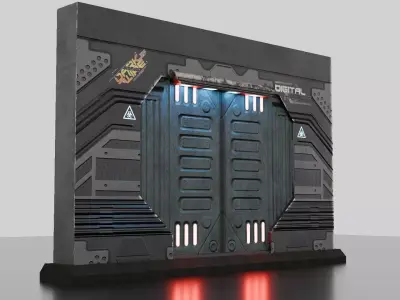 Low Poly Sci-Fi Blast Door Game Ready Low-poly 3D model