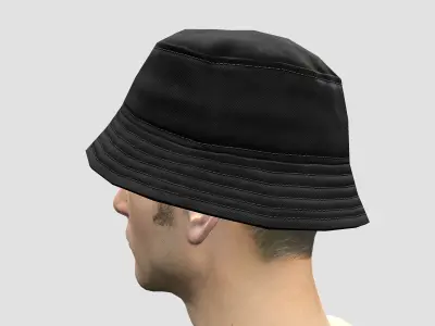 Bucket hat - black Low-poly 3D model