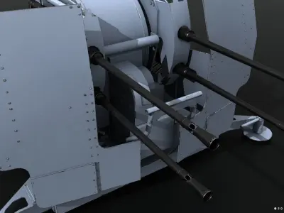 German 20mm Flak 38 Vierling Low-poly 3D model