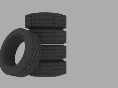 Realistic rubber tire stack Free low-poly 3D model