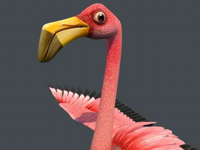 Flamingo bird Low-poly 3D model