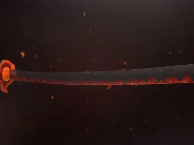 Kyojuro Rengoku Katana - Kimetsu no Yaiba Fanart Free 3D model