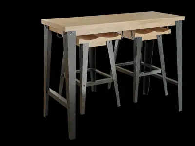 Dining Table Set-02 Low-poly 3D model