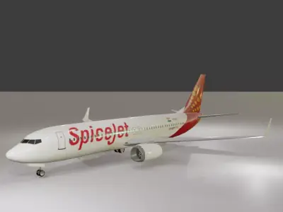 Spicejet Boeing 737-800 3D Model Low-poly 3D model