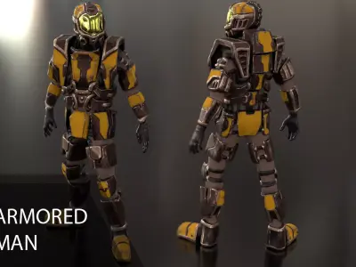 Armored man - low-poly game ready model Armor Free low-poly 3D model