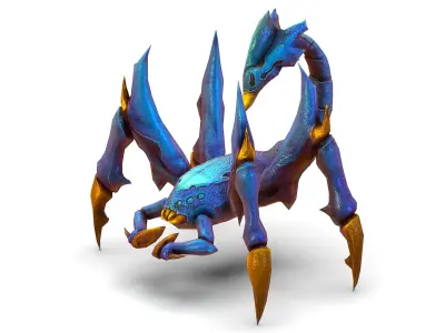 Low Poly Monster Blue Scorpio Creature Low-poly 3D model