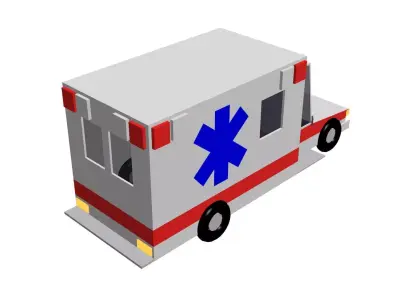 Low Poly Game Ready Ambulance Low-poly 3D model