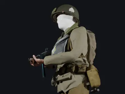 World War 2 US D-Day Infantry Low-poly 3D model