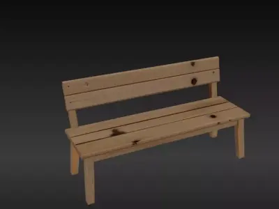 Bench Low-poly 3D model 12