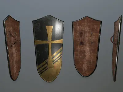 shield set 2 roman soldier holding Low-poly 3D model