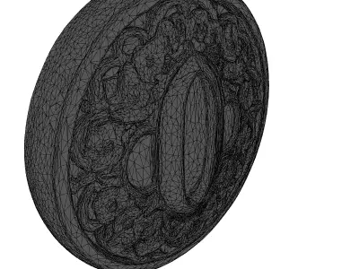 Ornate Japanese Katana Tsuba Handguard 3D model