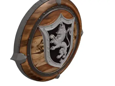 Medieval Lion Crest Shield 3D model