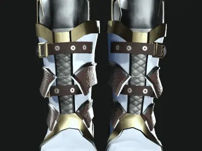 DTS-Model02-Boots1C armored boots - gold Low-poly 3D model