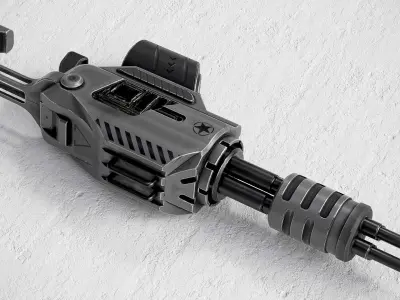Sci-fi Minigun PBR Low-poly 3D model