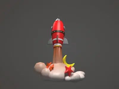 Cartoon Rocket Ship 3D model