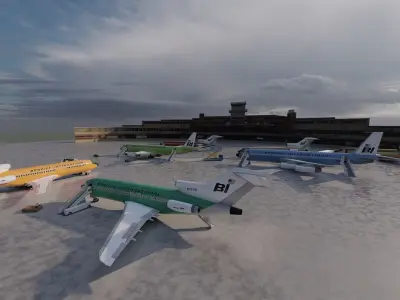 BRANIF FLEET 1969 1971 BOEING 727 100 707 327 727 200 DC8 3D model