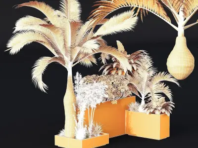 HQ Tree and bush garden box outdoor VOL 09 Free 3D model