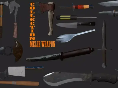 Melle weapons pack Low-poly 3D model