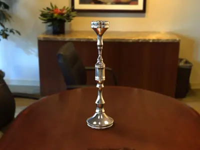 Candlestick office table with silver vase on top Free 3D model