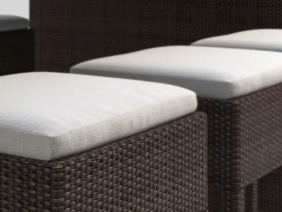 Wicker Rattan Outdoor Bistro Table and Stool Set 3D model