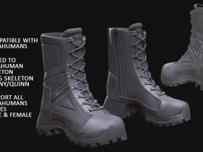 Military Boots 6 - All MH Bodies - UE5 Skeletons - Rigged Low-poly 3D model