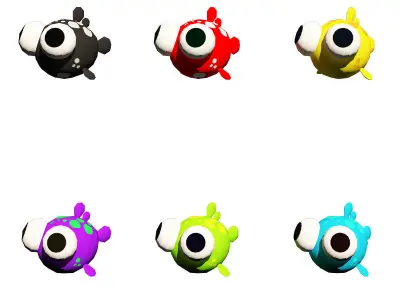 cartoon characters and fishes 3d model pack Low-poly 3D model