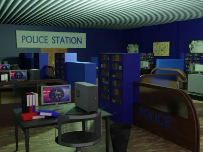 Police Station Interior Low-poly 3D model