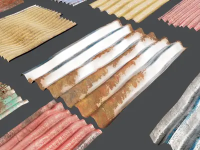 Damaged Corrugated Sheets Pack Free 3D model
