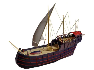 Ship 3D Model sailing boat Low-poly 3D model
