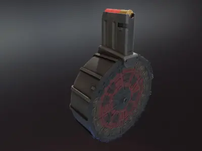 12 gauge drum magazine Low-poly 3D model