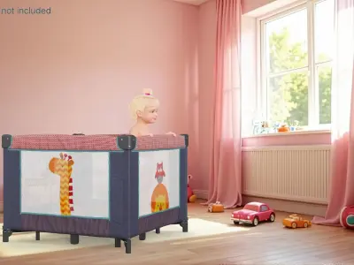 Little Girl in Textile Playpen 3D model