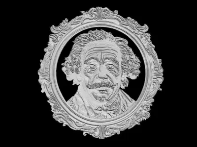 Decorative Einstein Portrait Relief 3D print model