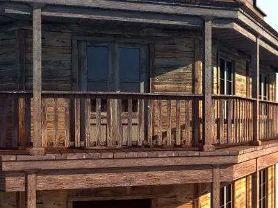 Wild West Saloon Low-poly 3D model