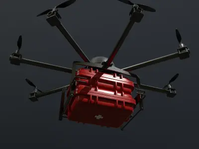 Cargo drone-medic and package 3D model