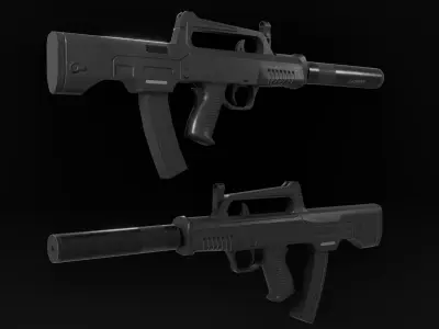 Low Poly Chinese QCW-05 SMG Low-poly 3D model