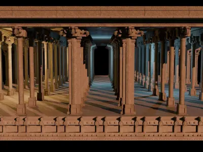 south indian Dravidian temple architecture 3D model