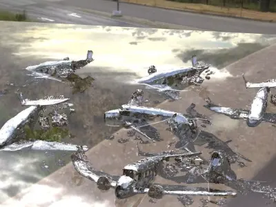 Airplane 3D model crash wrecked 2 models plane graveyard 3D 3D model