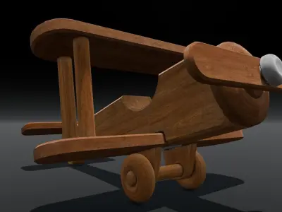 Wooden Plane Animated 3D Model Low-poly 3D model