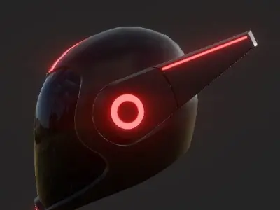 futuristic helmet low poly Low-poly 3D model