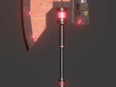 Cyberpunk axe Low-poly 3D model