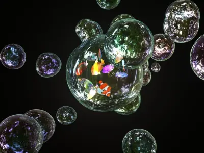 Fishes in bubble 3D model