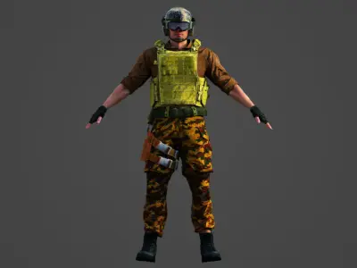 Caucasian Military Mercenary Soldier 3D model
