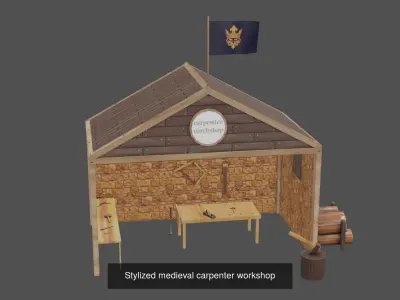 stylized medieval village assets 3D Model Collection