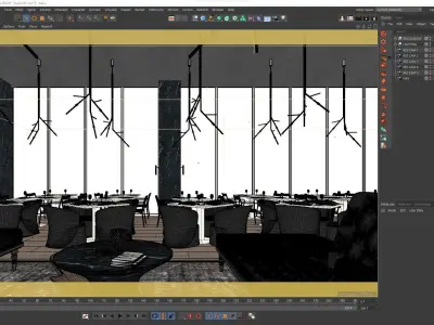 Redshift - C4D Scene files - Luxury Restaurant Scene 3D model