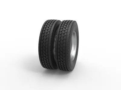 Rear custom wheel of semi truck Version 5 Scale 1 to 25 3D print model