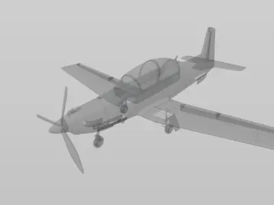 BEECHCRAFT  T-6 C  - TEXAN-II aka TEXAN T1 -  Low-poly 3D model